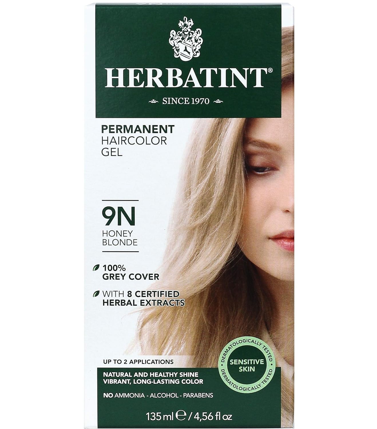 Herbatint Permanent Haircolor Gel 9N Honey Blonde Alcohol Free Vegan