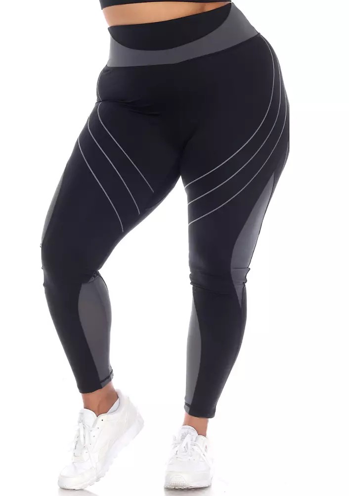 Plus Size High Waist Reflective Piping Fitness Leggings Best Deals And