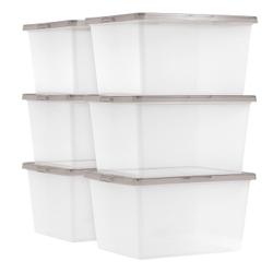 IRIS 5-Pack Stack and Pull Small 8-Gallons (32-Quart) Gray Tote