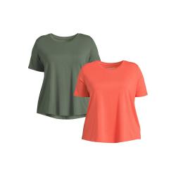 Time and Tru Women's Ribbed Mock Neck Sleeveless Top, 2-Pack, Sizes XS-XXXL  