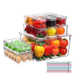 Refrigerator Bins for Food Storage - Multipurpose Stackable Clear Plastic  Fridge Organizers with Handles and 4 Precut Shelf liners - HomeItUsa
