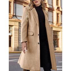 Tagold Fall and Winter Fashion Long Trench Coat, Fall Clothes for Women  2022, Women Business Attire Solid Color Long Sleeve Single Breasted  Slimming Suit Coat Top Womens Fall Cardigan, Coffee, XL 