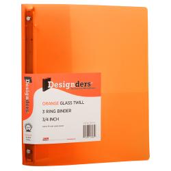 Jam Paper Italian Leather 3/4 3-Ring Binder, Orange (369231771)