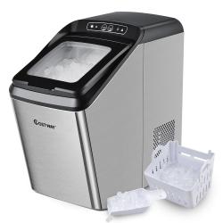 Kndko 33lbs Chewable Nugget Ice Maker with Crushed Ice, Ready in 7 Mins,  Sonic Ice Machine with Handle, Gray