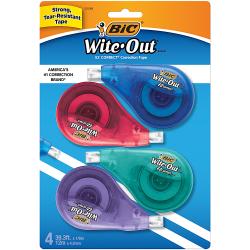 BIC Wite-Out Correction Tape, Pack Of 4 Correction Tape Dispensers