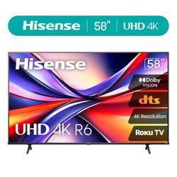 Hisense 58" Class 4K UHD LED LCD Roku Smart TV HDR R6 Series 58R6E