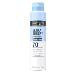 Neutrogena Ultra Sheer SPF 70 Body Sunscreen Spray, Dry-Touch, Sheer Finish Sun Care, 5 oz