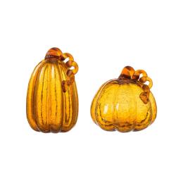 Glitzhome® Amber Crackle Glass Pumpkin Set | Michaels®