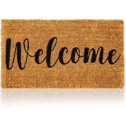 Natural Coir Doormat, Welcome Mats for Front Door, Outdoor Entry (16x29 In)