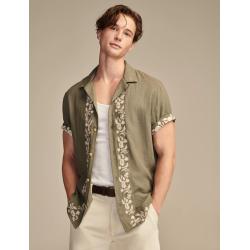 embroidered camp collar short sleeve shirt