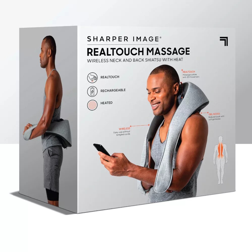 Sharper Image Realtouch Shiatsu Wireless Neck and Back with Heat ...