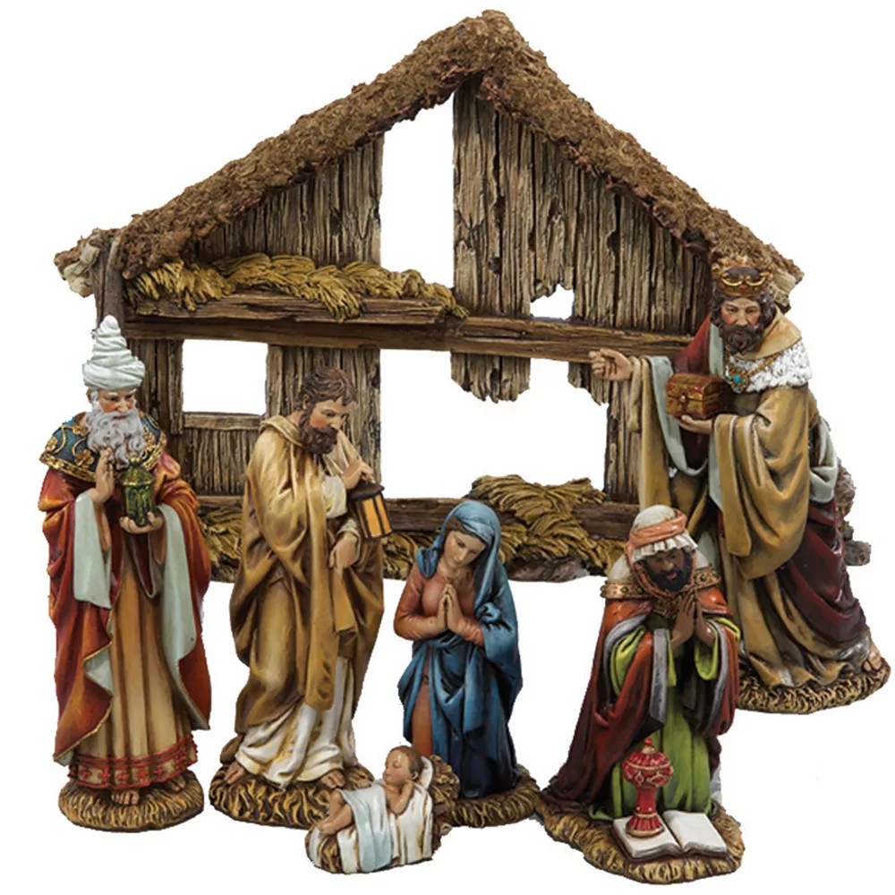 Kurt Adler Nativity Set With 6 Figures And Stable, One Size, Multiple 