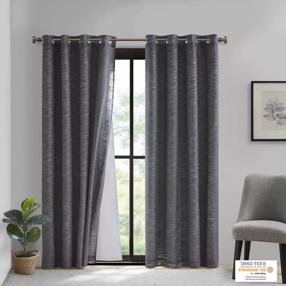 Sunsmart Rami Energy Saving 100% Blackout Grommet Top Single Curtain ...