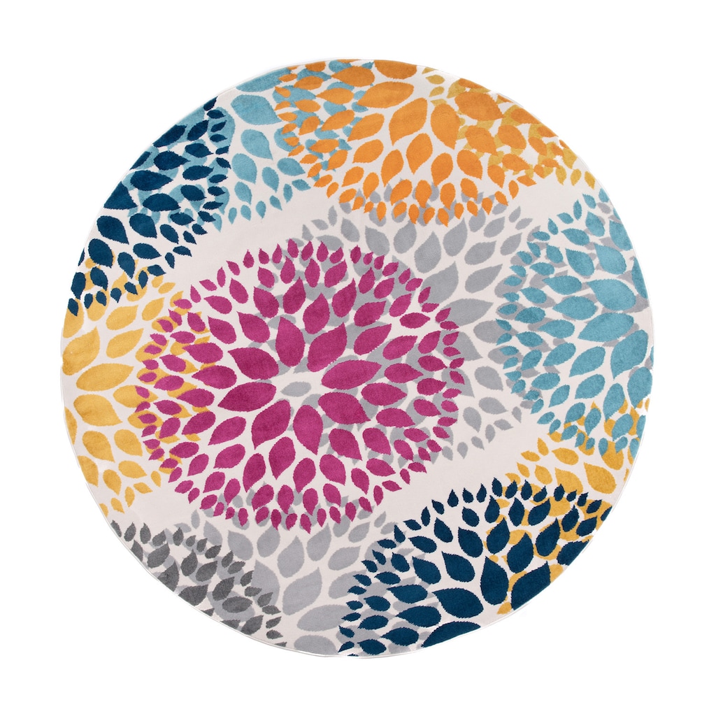 World Rug Gallery Newport Modern Floral Circles Area Rug, Med Yellow