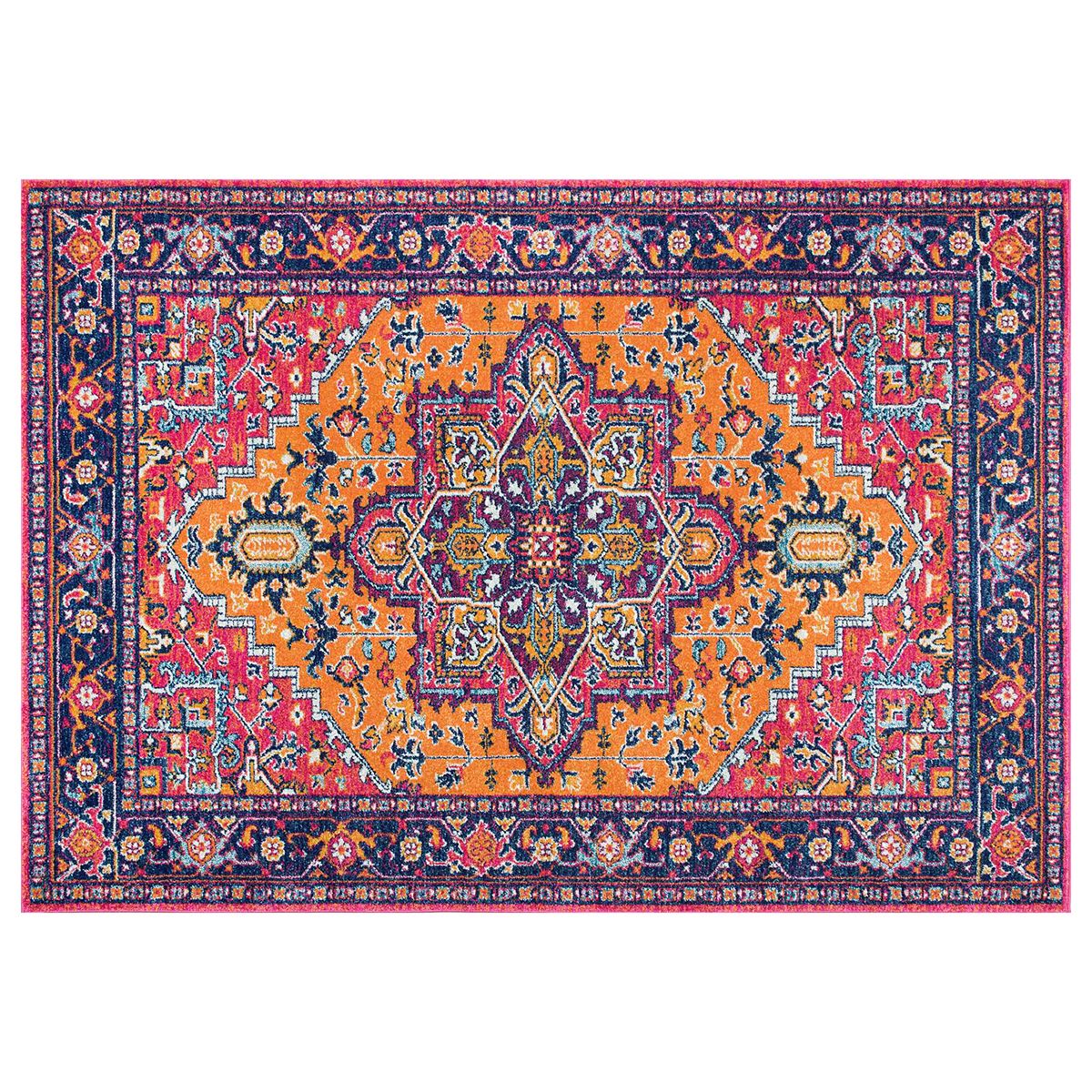 nuLOOM Bodrum Fancy Persian Vonda Framed Floral Rug, Orange, 4X6 Ft ...