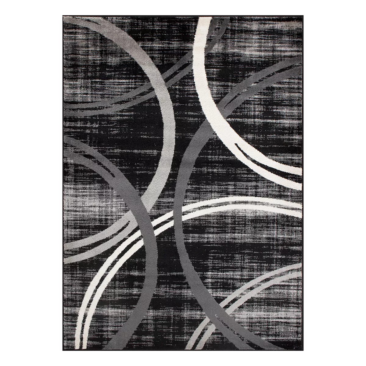 World Rug Gallery Toscana Modern Abstract Circles Rug, Black, 6X9 Ft