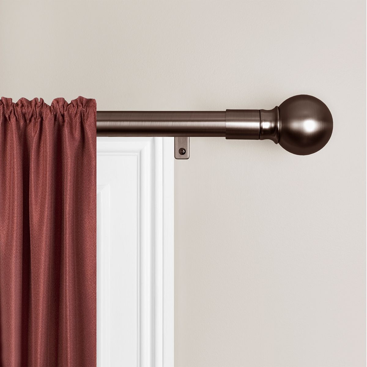 "Maytex Smart Rods Easy Install Cafe Window Curtain Rod, Med Brown, 48 ...