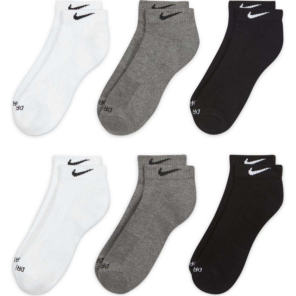Men's Nike 6pack Everyday Plus Cushioned LowCut Training Socks Best