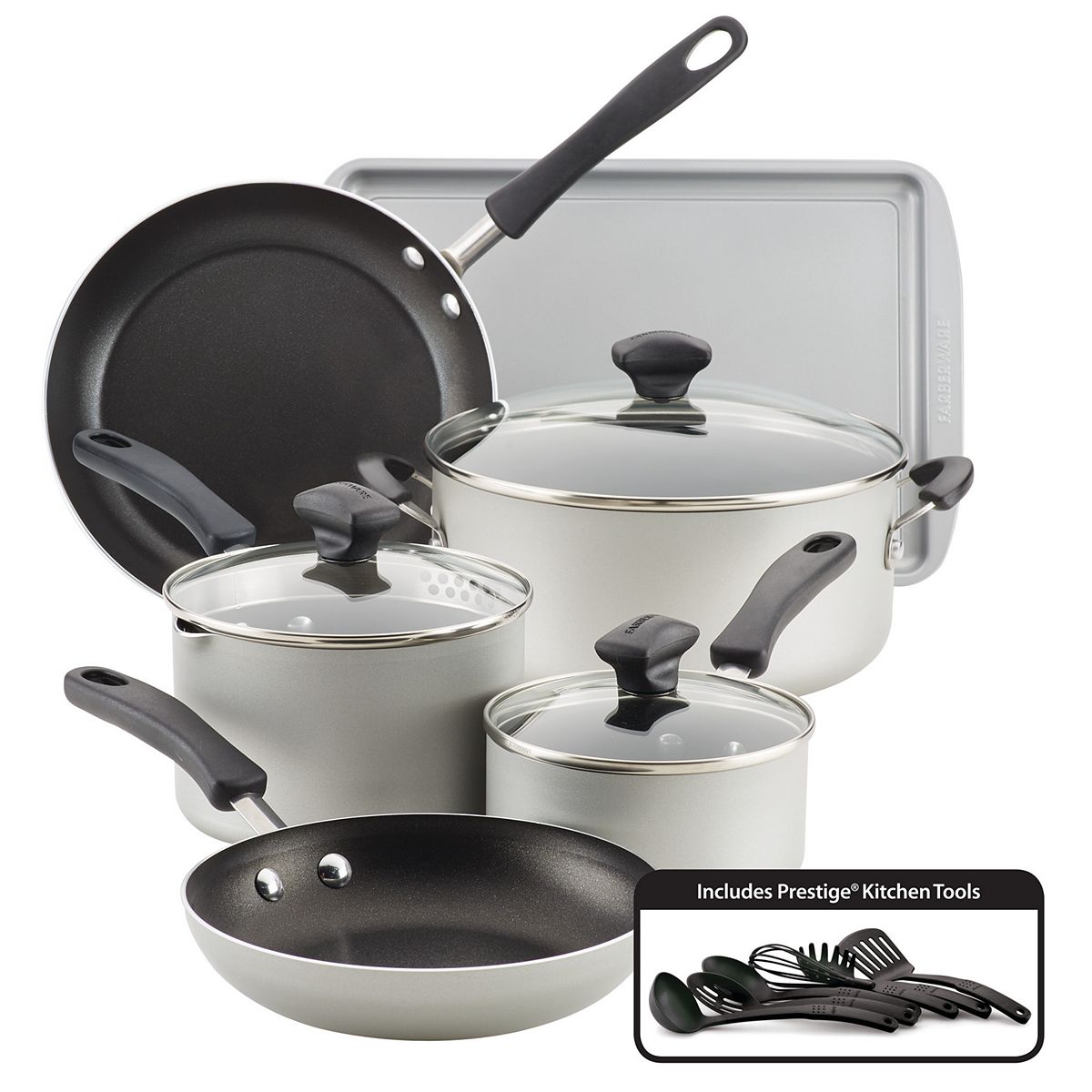 Farberware Cookstart 15-pc. DiamondMax Nonstick Cookware Set, Silver ...