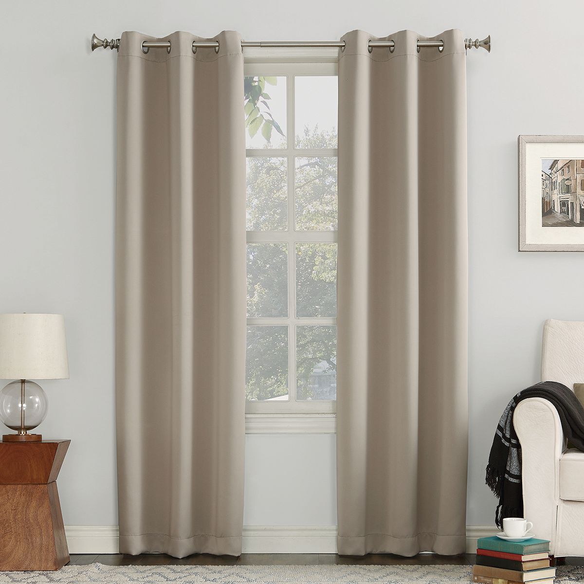 Sun Zero Mercer Blackout Solid Grommet Single Curtain Panel, Grey ...