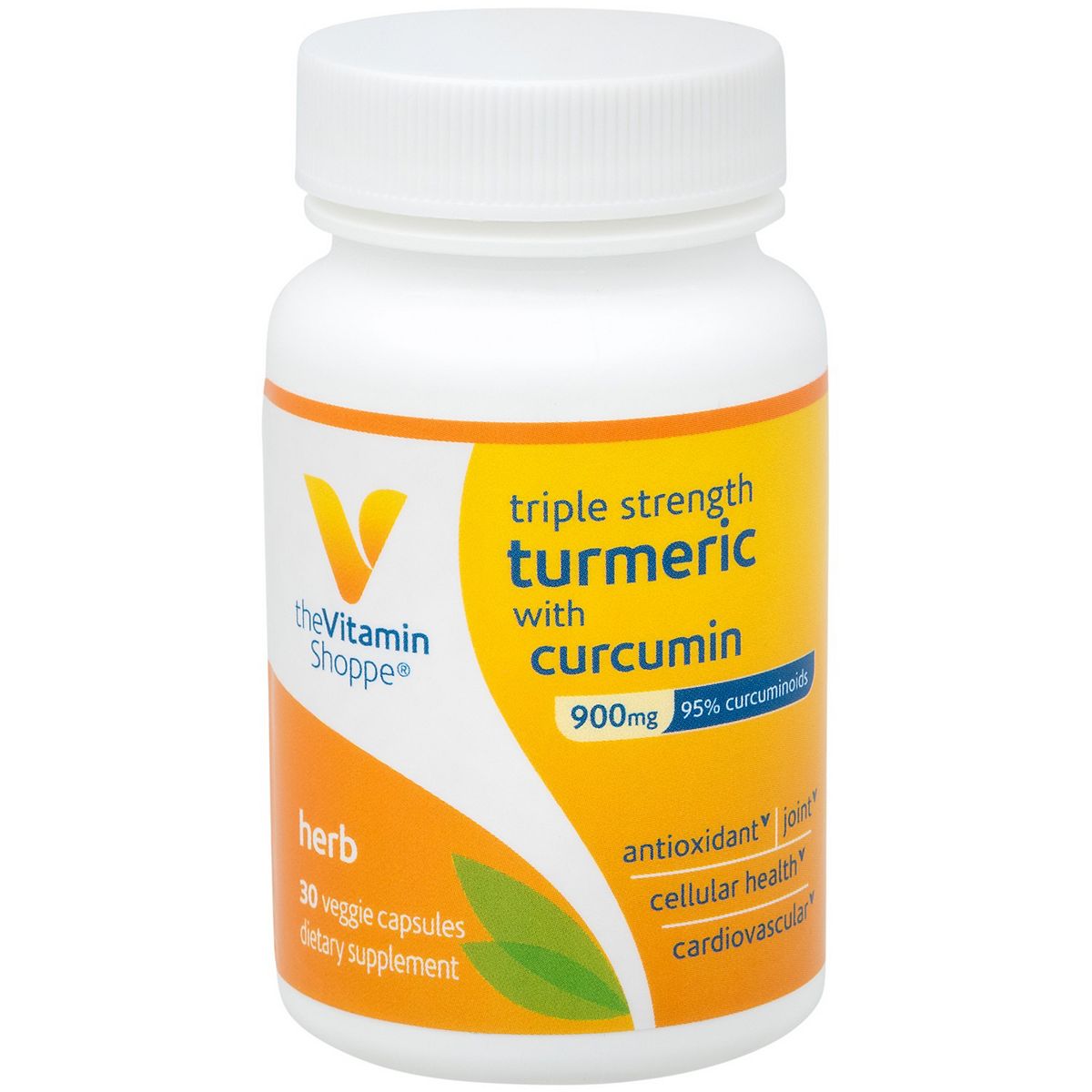 The Vitamin Shoppe Triple Strength Turmeric with Curcumin 900 MG, 30 Vegetarian Capsules