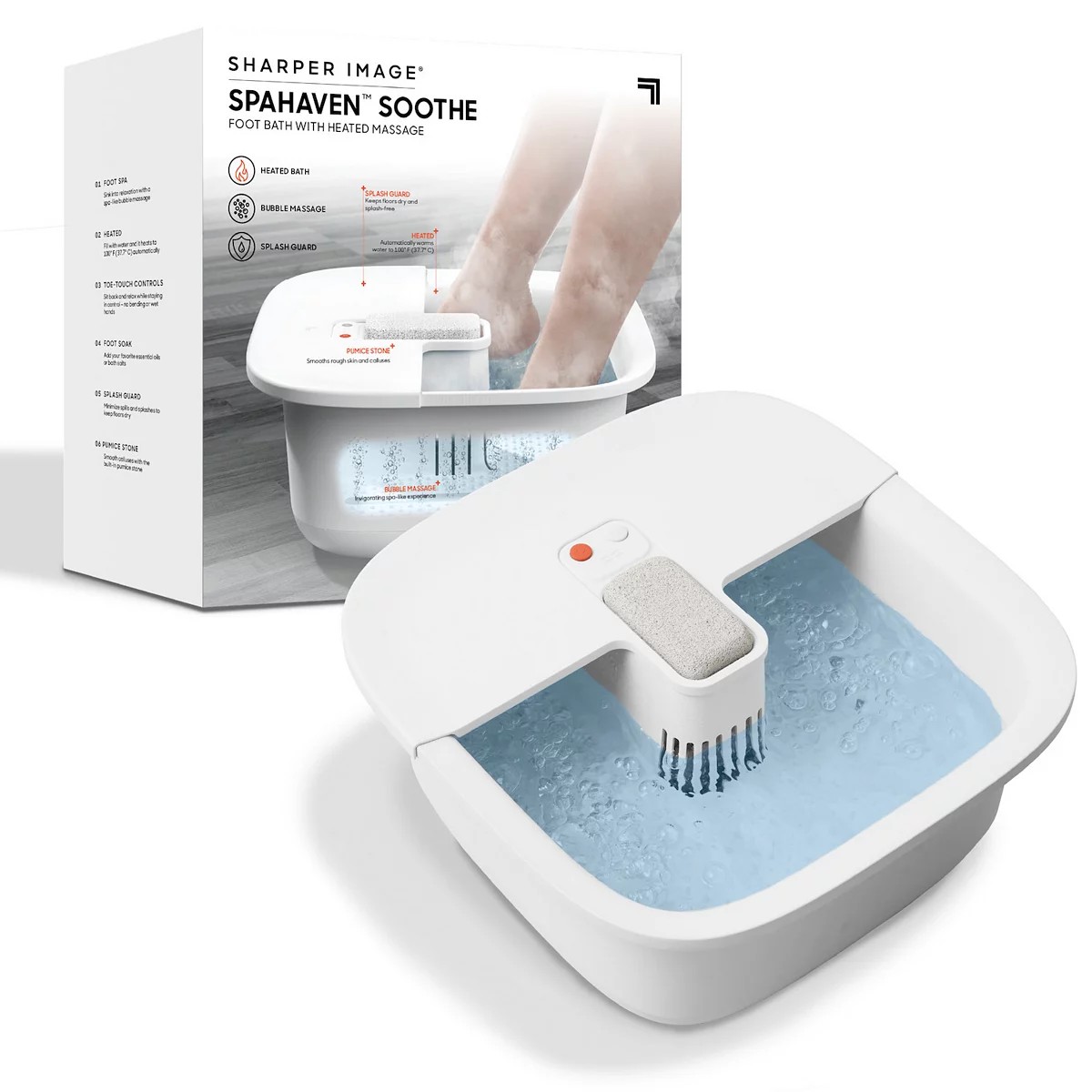 Sharper Image Spahaven Soothe Foot Bath with Heated Massage, Multicolor