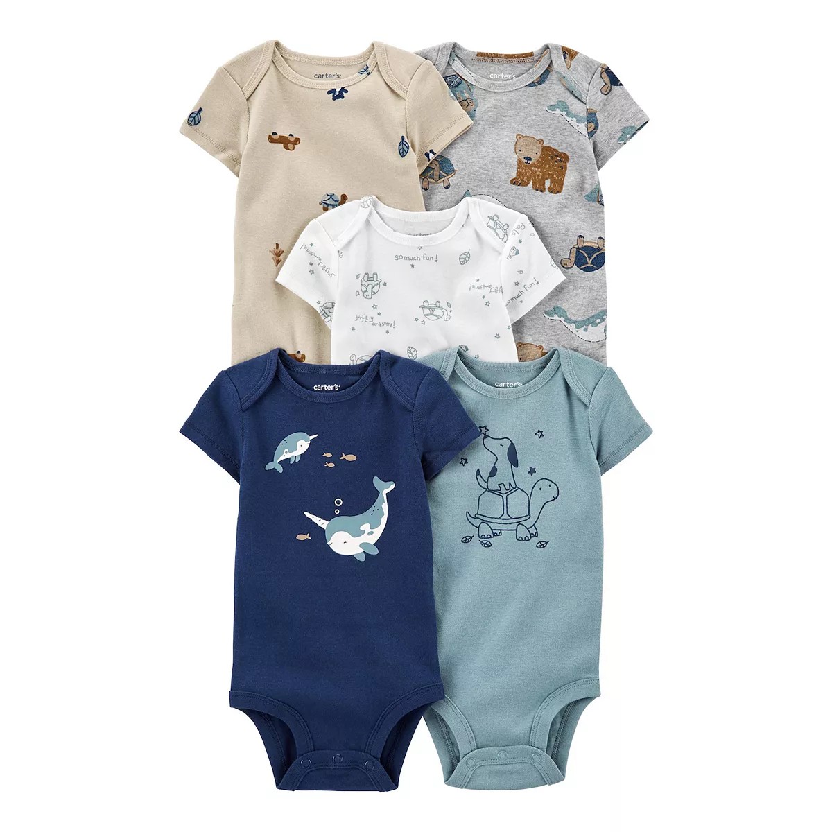Baby Carter's 5Pack Animal ShortSleeve Bodysuits, Infant Boy's, Size