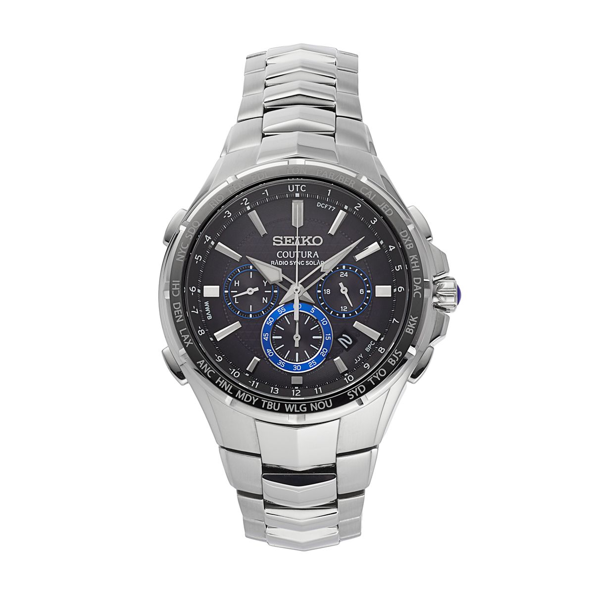 Seiko Men's Coutura Stainless Steel Solar Chronograph Watch - SSG009 ...