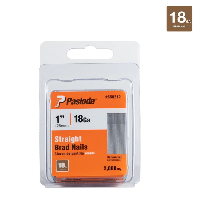 Paslode 1in 18Gauge Straight Galvanized Collated Finish Nails (2000