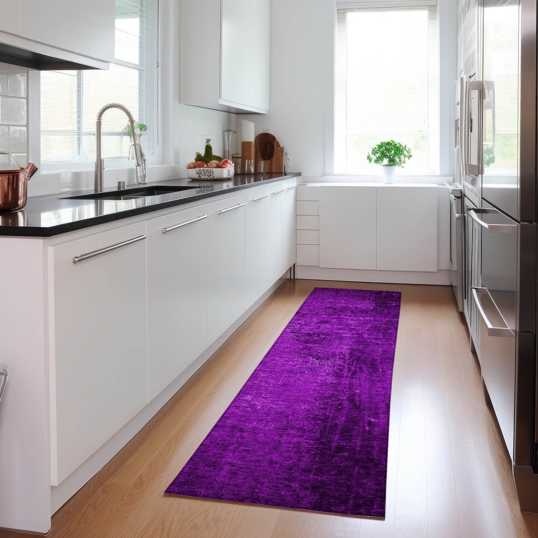 Addison Rugs Chantille 2 X 7 (ft) Purple Indoor/Outdoor Floral