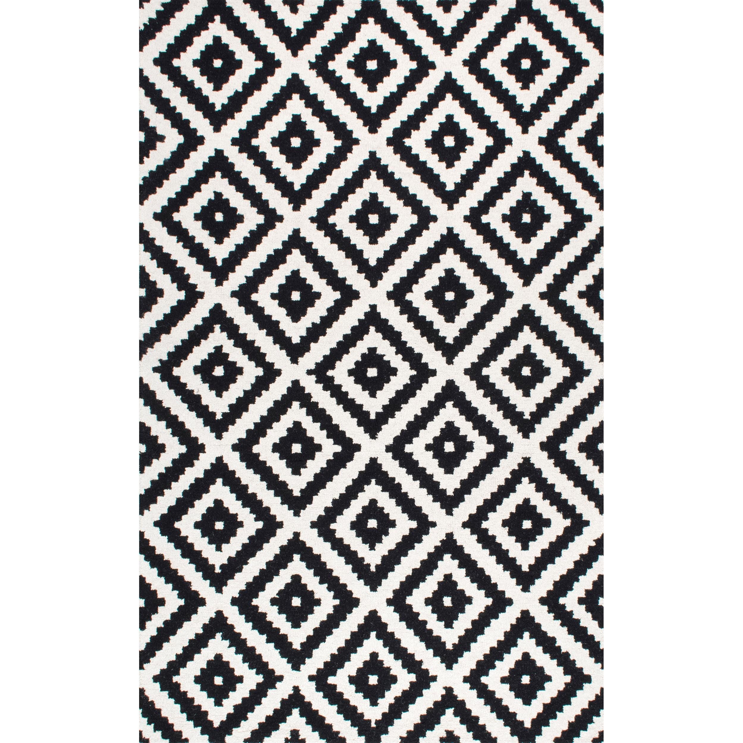 nuLOOM Kellee 8 X 8 (ft) Wool Black Round Indoor Geometric Area Rug