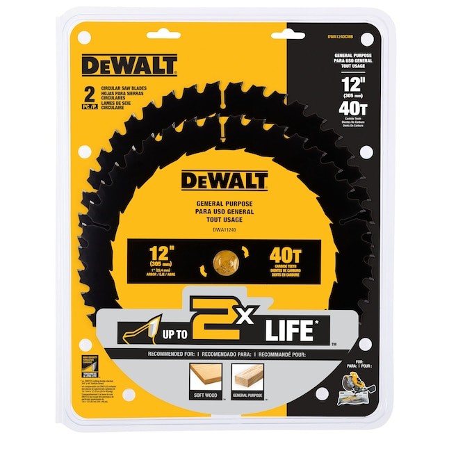 DEWALT DEWALT Large Diameter Saw Blades 12in 40Tooth Rough Finish Tungsten Carbidetipped