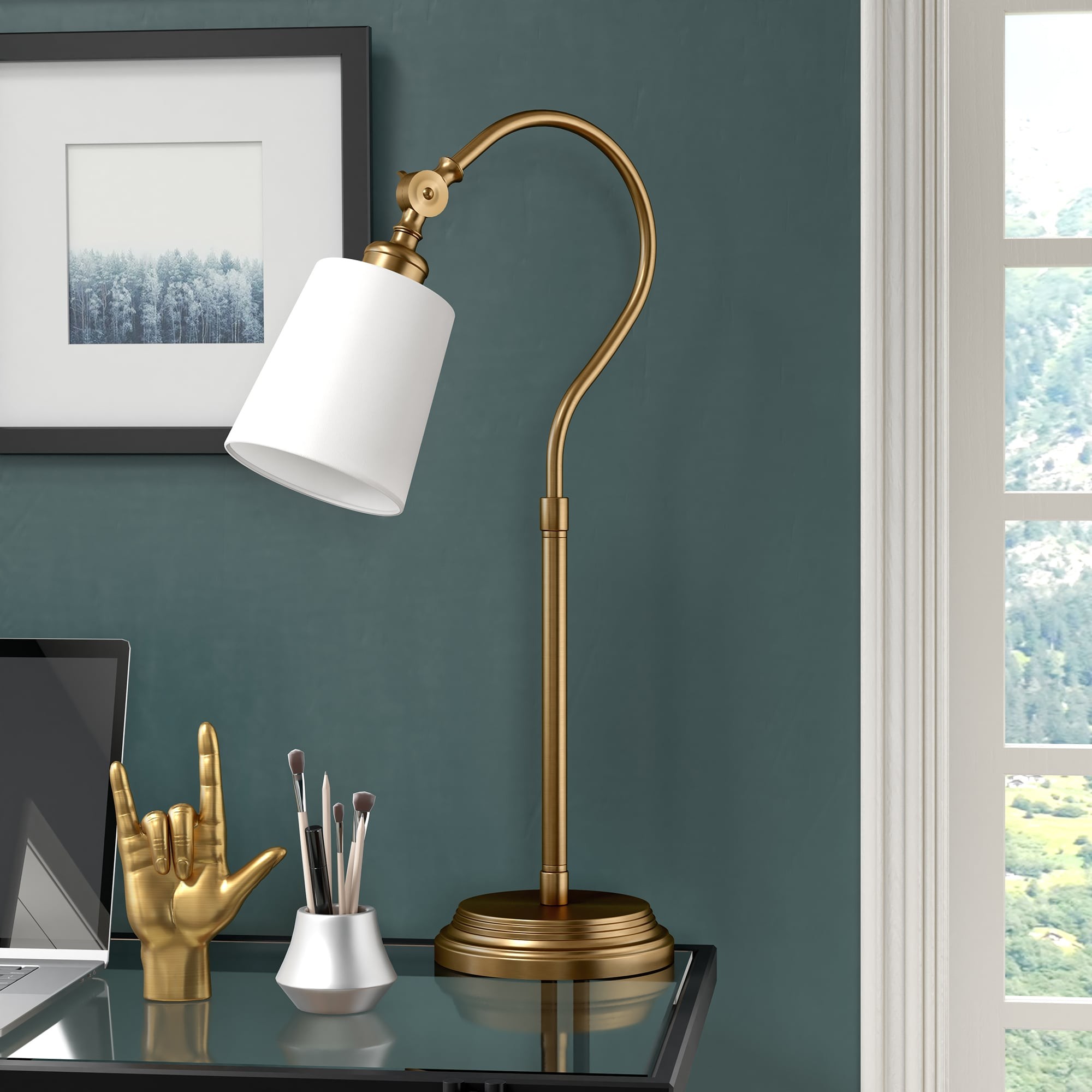 Hailey Home Harland 25-in Brushed Brass On/Off Switch Table Lamp with ...