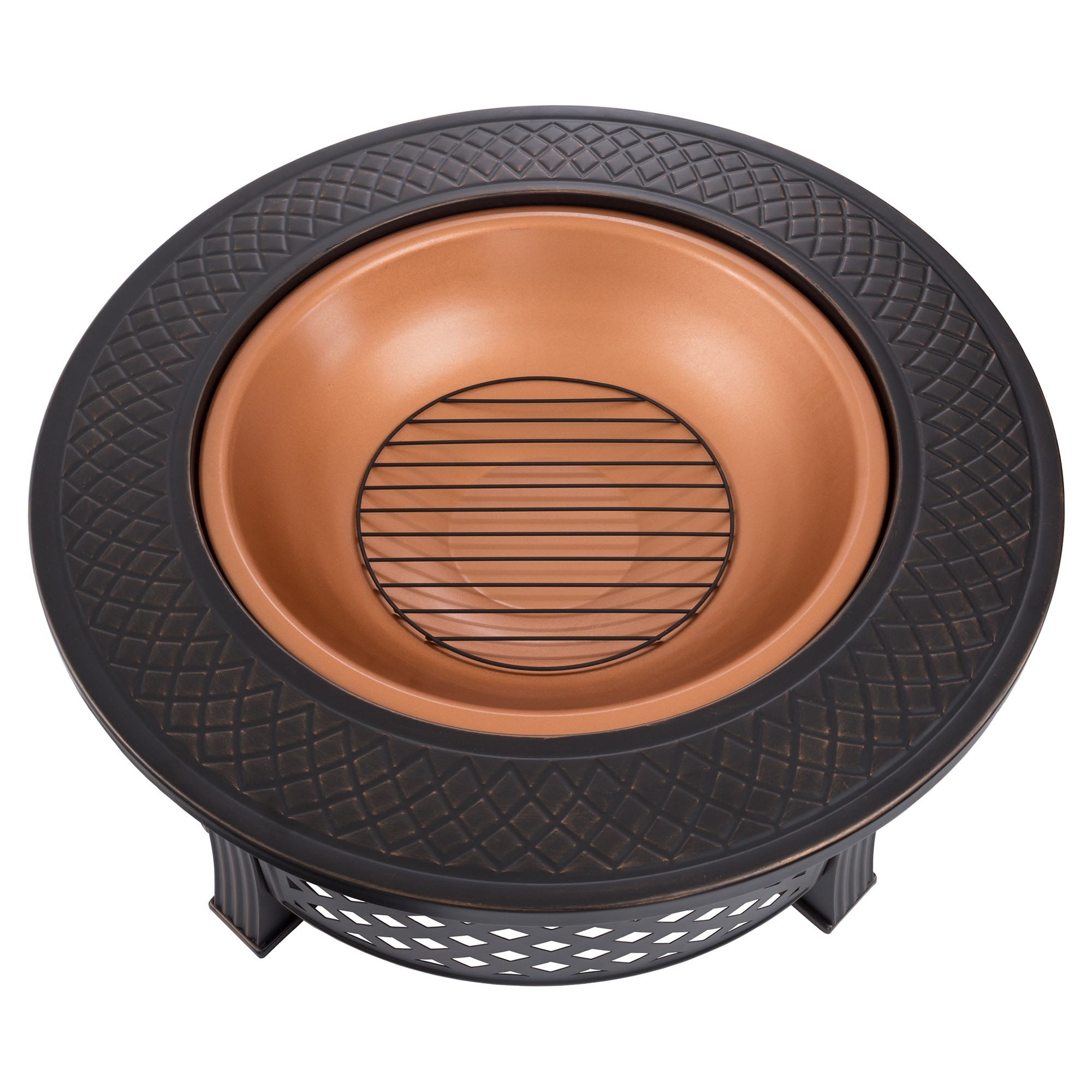 Nature Spring 32-in W Black with Bronze Steel Wood-Burning Fire Pit ...