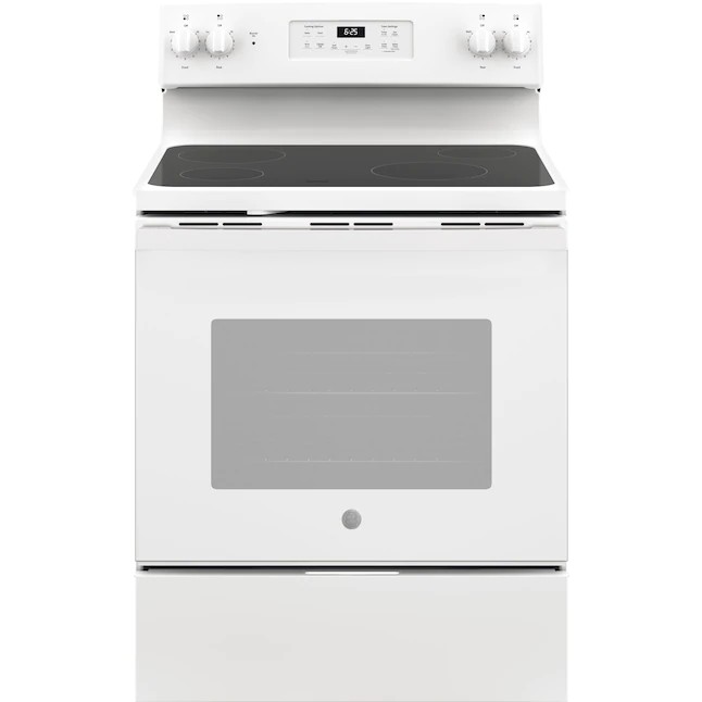 GE 30in Smooth Surface 4 Elements 5.3cu ft SelfCleaning Freestanding