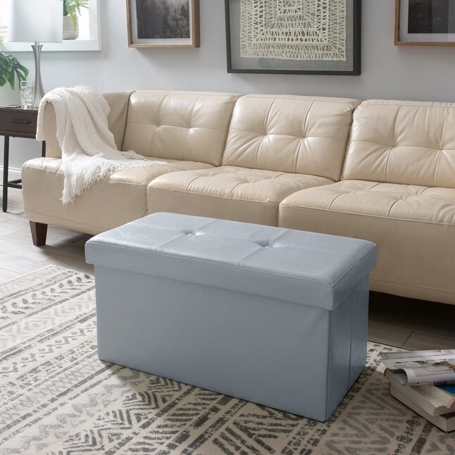 Simplify Casual Gray Faux Leather Storage Ottoman F0630GREY Best Deals and Price History at