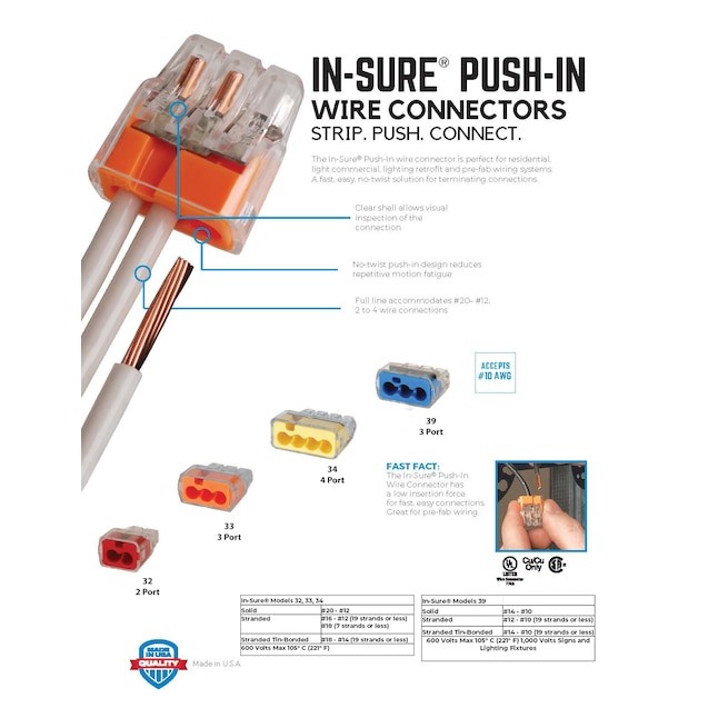 IDEAL PushIn Wire Connectors 2Ports Red (10Pack) Best Deals and