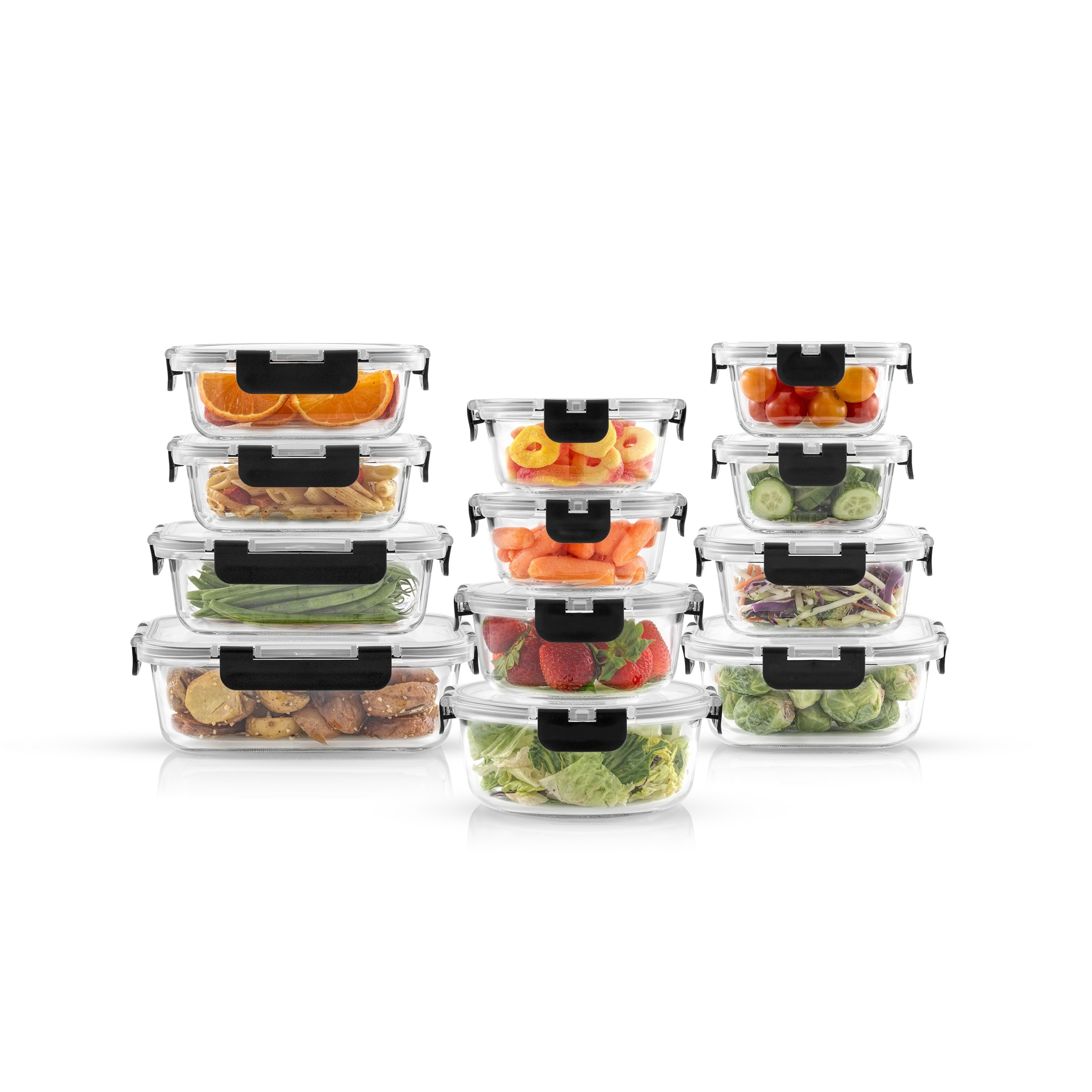 JoyJolt 24-Pack Multisize Glass BPA-Free Reusable Food Storage ...