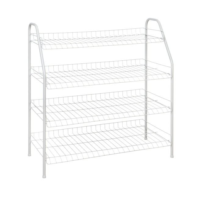 J&V Textiles 40 in. H x 43 in. W 30-Shoe-Pair Black Stainless Steel Stackable Shoe Rack