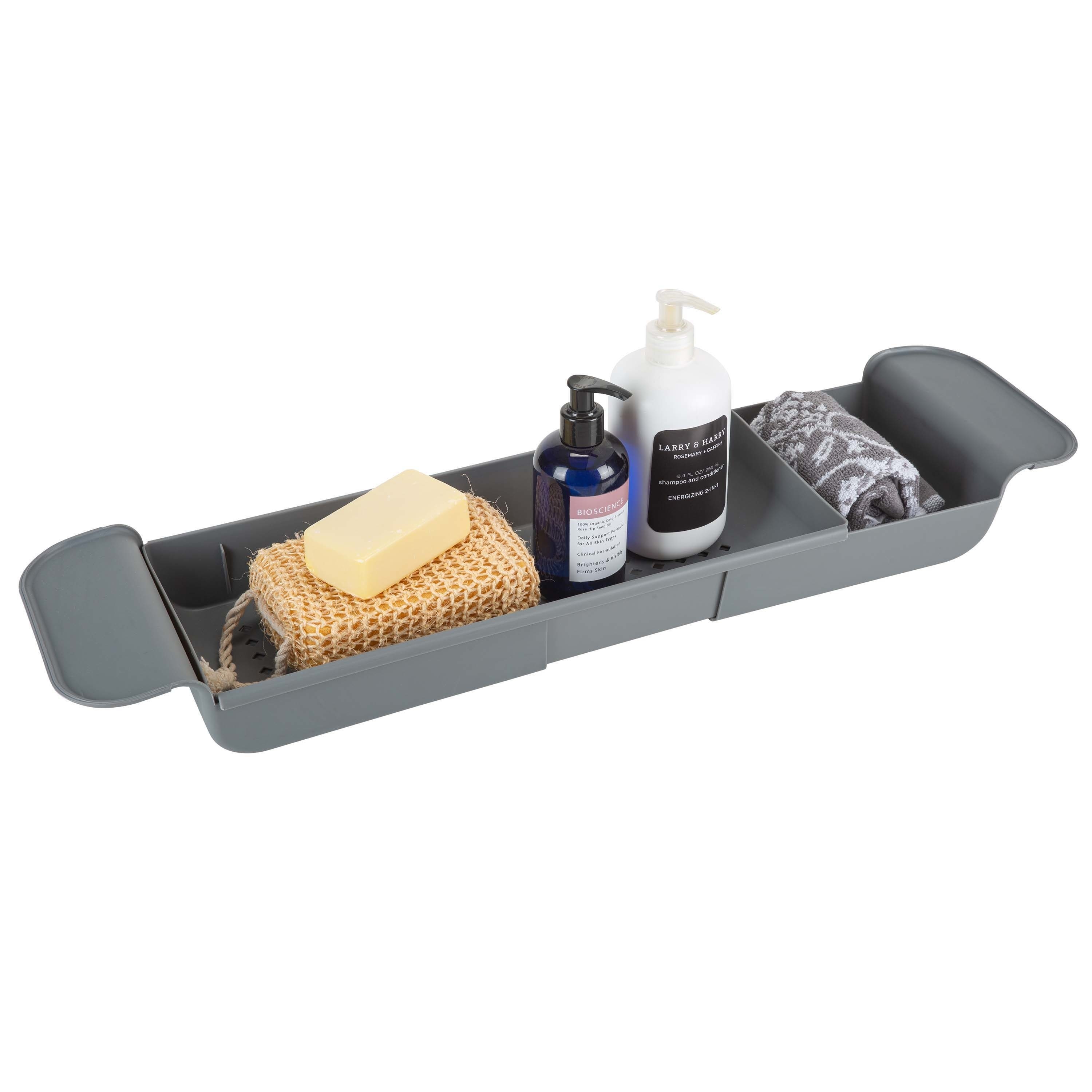 Bath Bliss Grey Plastic 1Shelf Bathtub Caddy 27in x 6.69in x 2.95in