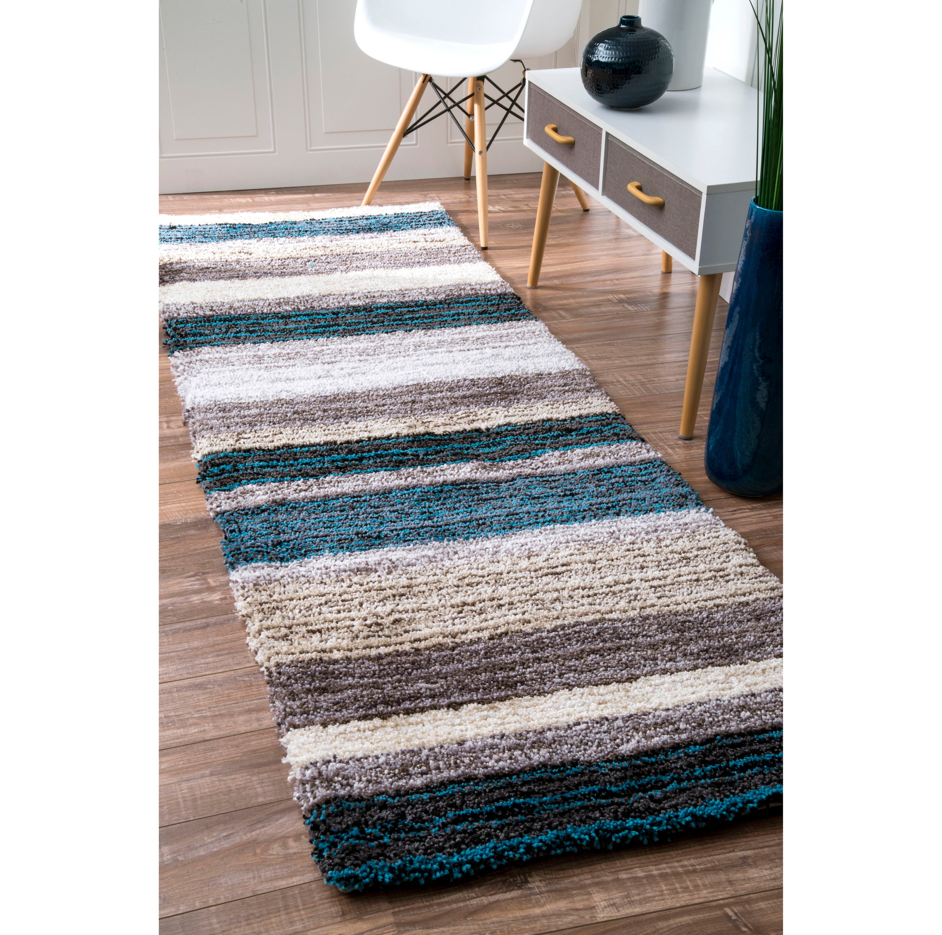 nuLOOM Zoomy 2 X 12 (ft) Blue Indoor Stripe Runner Rug Best Deals and