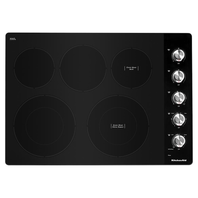 KitchenAid 30in 5 Elements Smooth Surface (Radiant) Black Electric Cooktop Stainless Steel