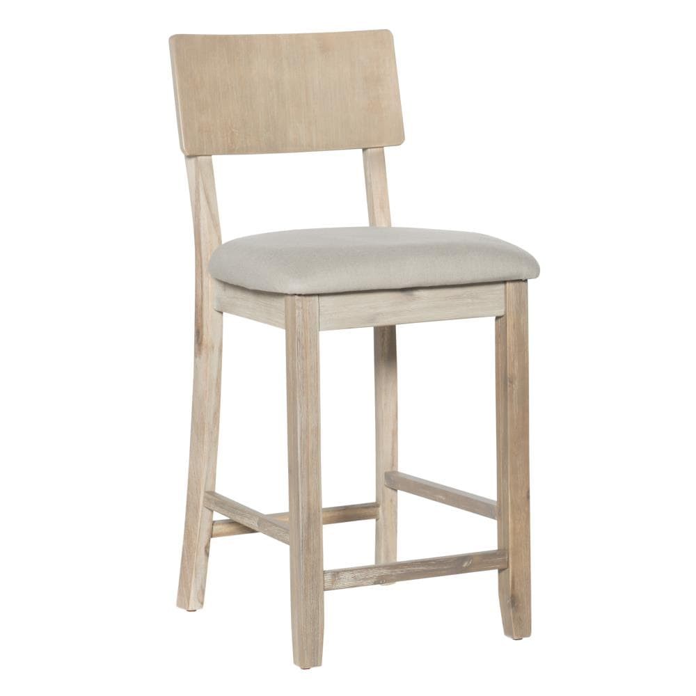 Linon Jordan Gray 24in H Counter height Upholstered Wood Bar Stool