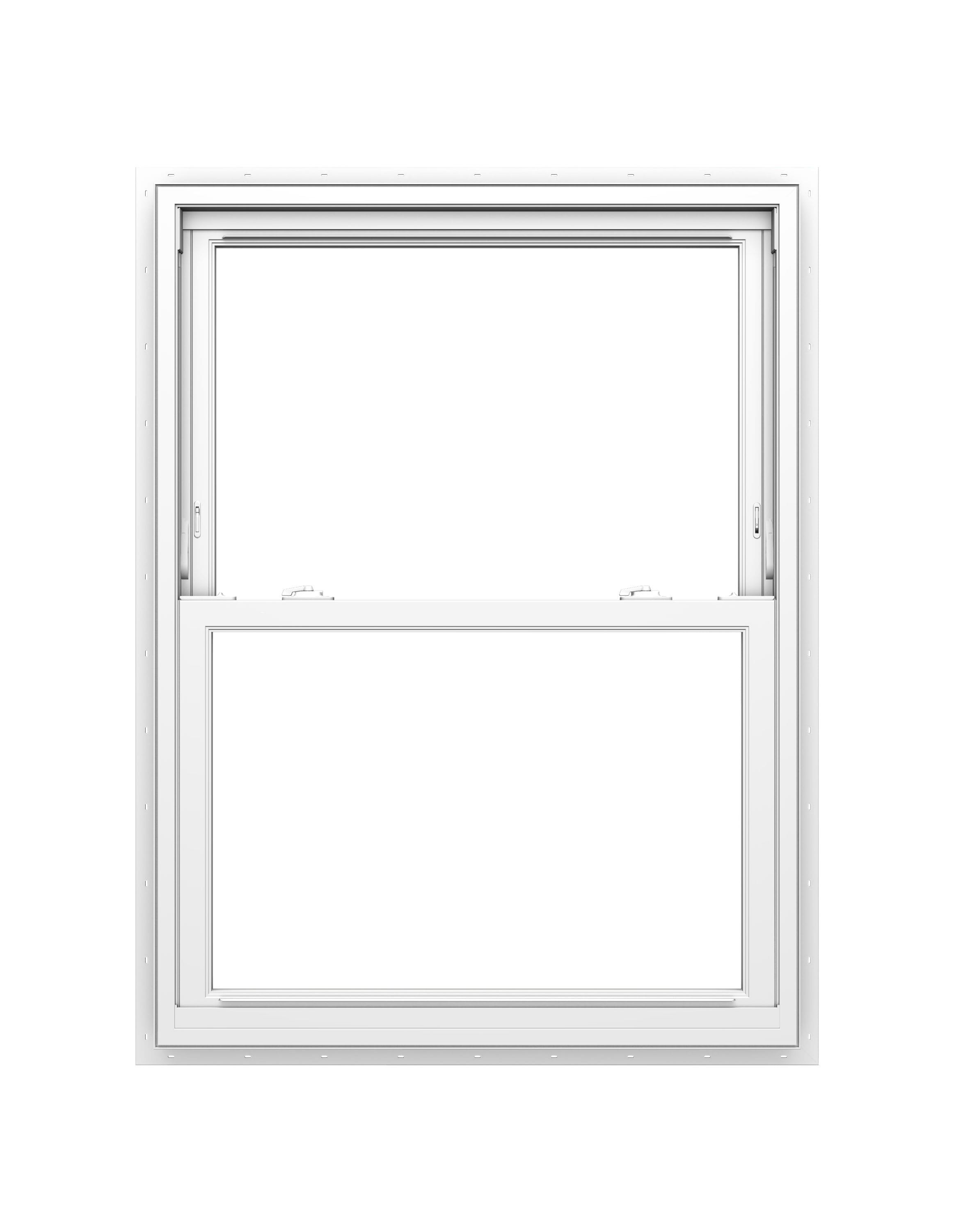 Pella 150 Series Replacement 27-1/2-in x 45-1/2-in White Vinyl Low-e Argon Double Hung Window Full Screen Included