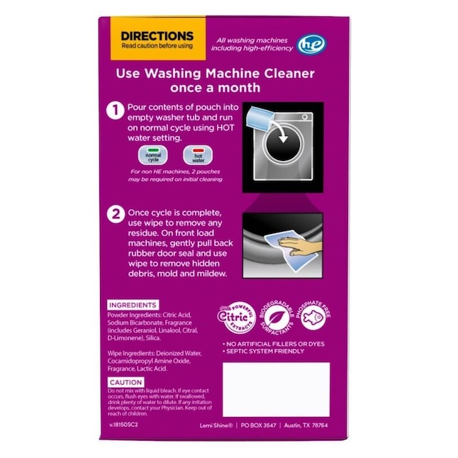 Lemi Shine Lemi Shine Washing Machine Cleaner (\d+\s) Packand Wipes