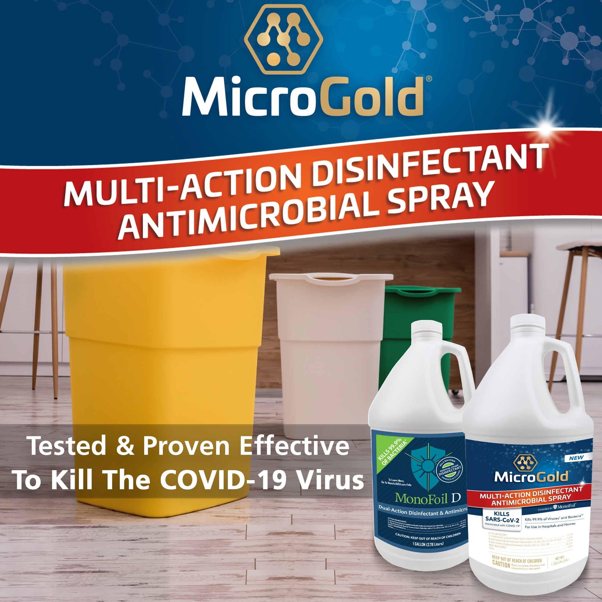 MicroGold Multiaction Disinfectant Antimicrobial 128fl oz Disinfectant Liquid AllPurpose