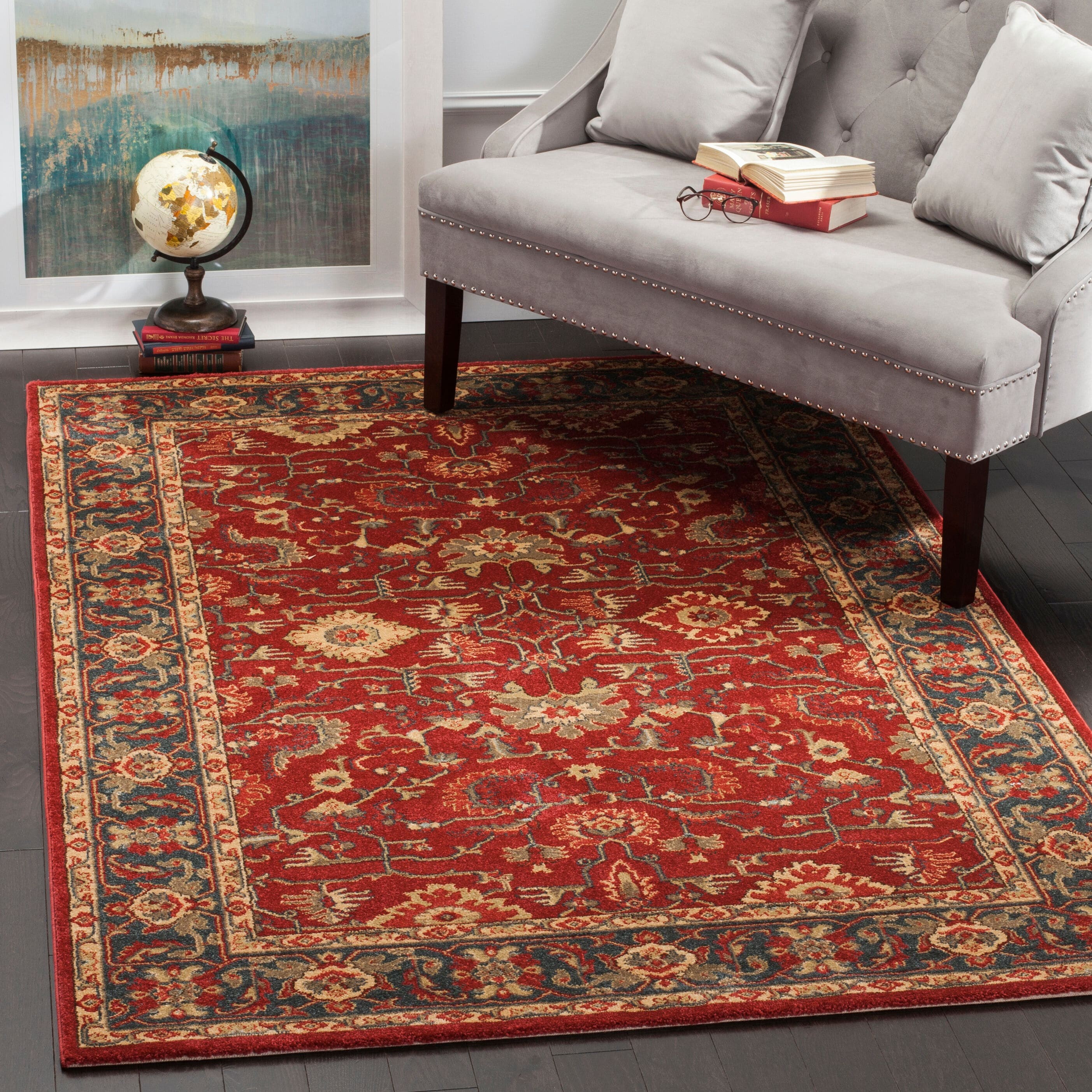 Safavieh Mahal Zaloa 5 x 8 Navy/Red Indoor Floral/Botanical Oriental Area Rug Safavieh Mahal Zaloa 5 x 8 Navy/Red Indoor Floral/Botanical Oriental Area Rug