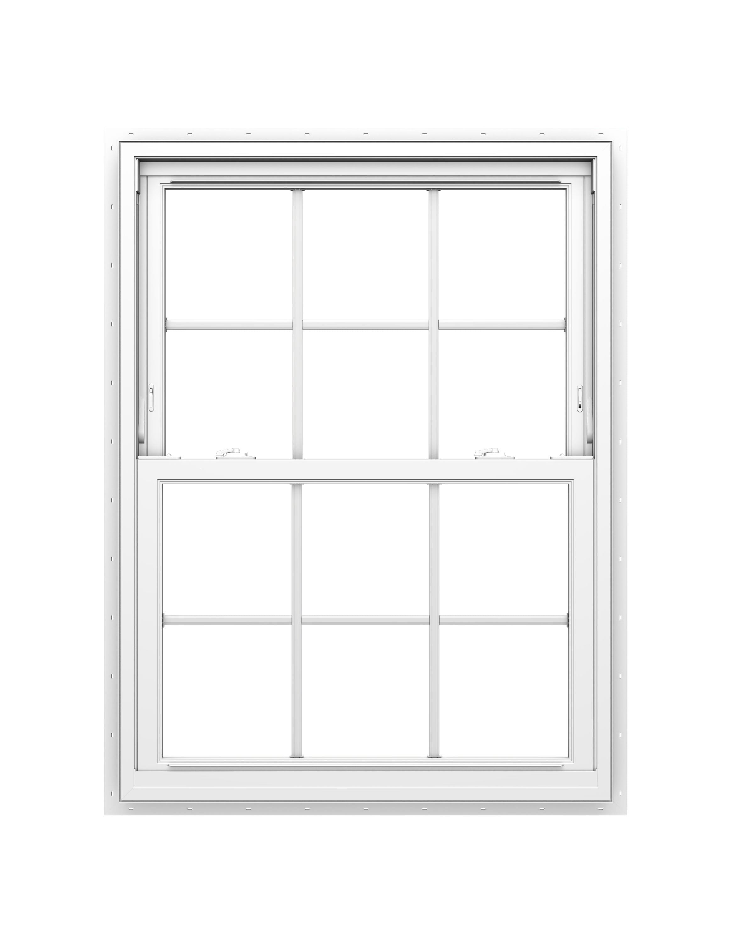 Pella 150 Series Replacement 27-1/2-in x 45-1/2-in White Vinyl Low-e Argon Double Hung Window Full Screen Included