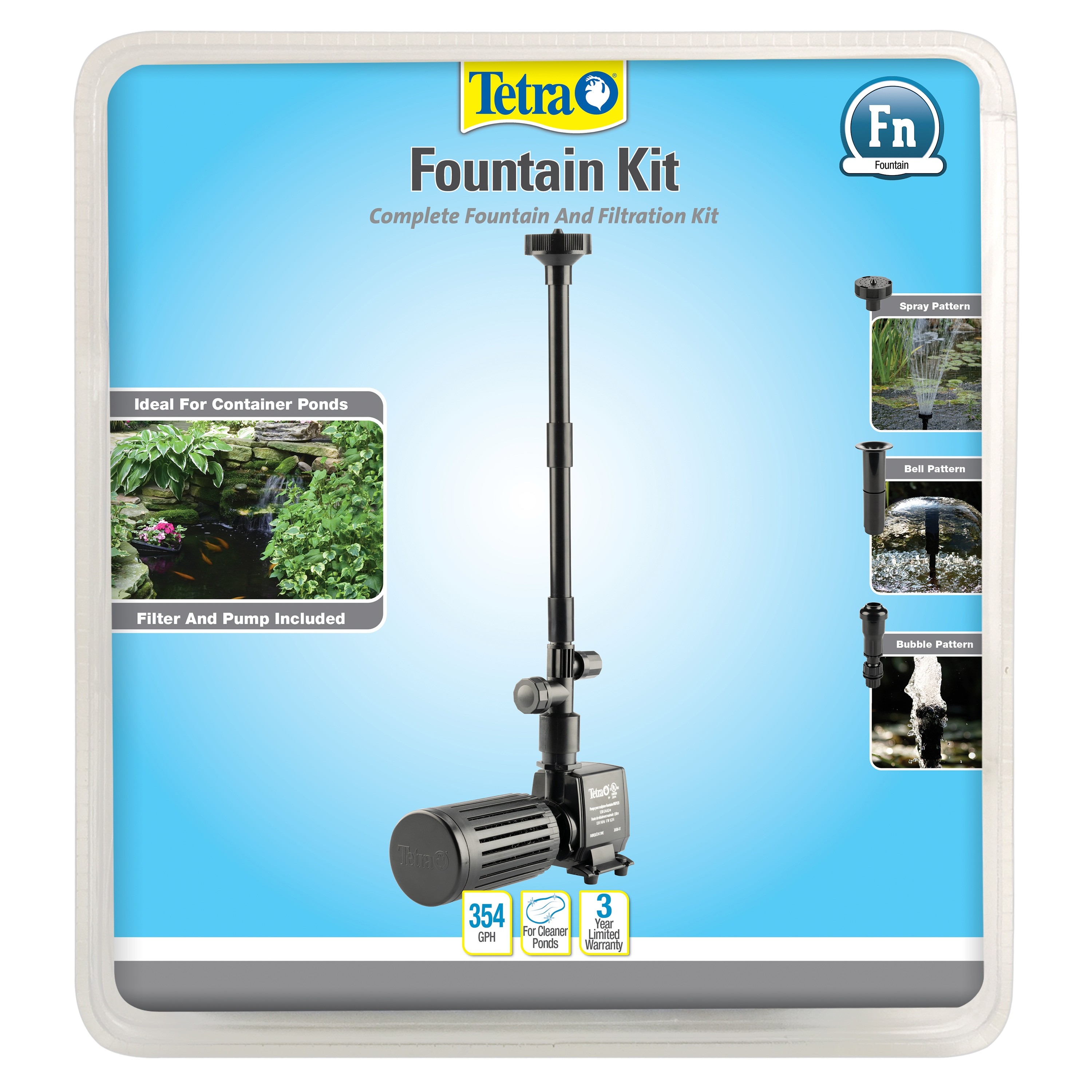 Tetra Fountain Filtration Kit with 325 GPH Pump Pond Filter kit 100 ...