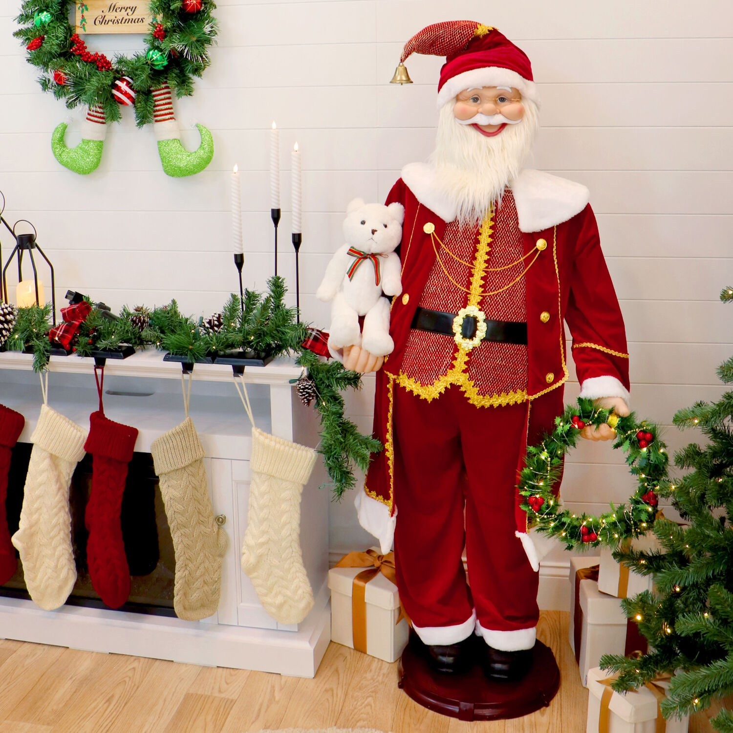 Fraser Hill Farm 57.87-in Musical Animatronic Santa Electrical Outlet ...